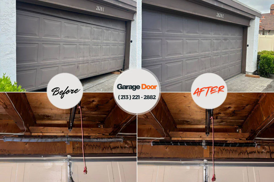 Before and after: garage door repair Dickinson, TX